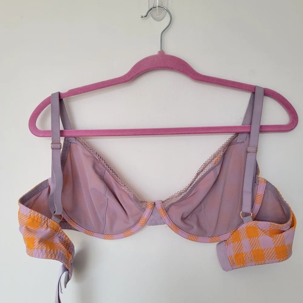 Savage X Fenty Purple and Orange Checkered Bra